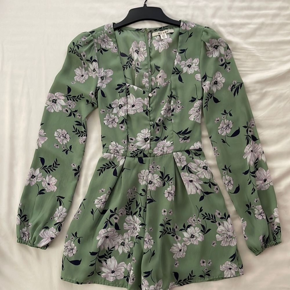 Green w/ white floral jumpsuit